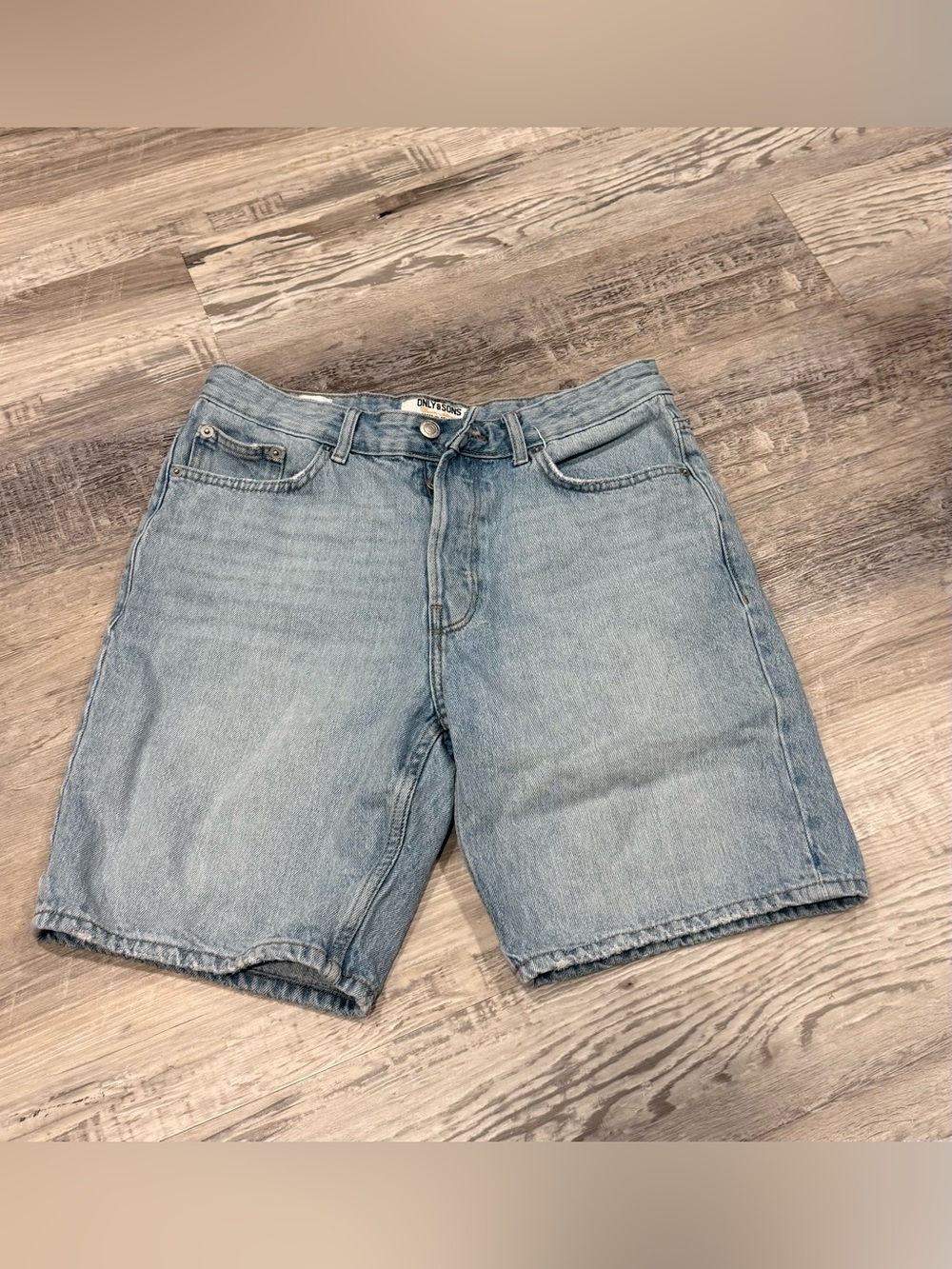 ONLY & SONS Pale Blue Denim Relaxed Fit Men's Shorts